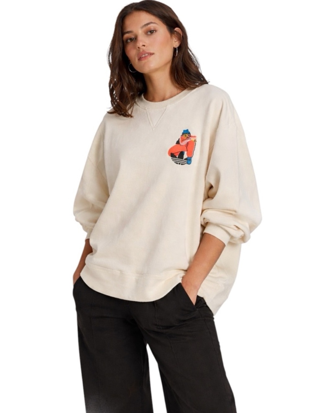 Adidas x Egle Zvirblyte Women’s L Oversized Boxy Graphic Sweatshirt Cream